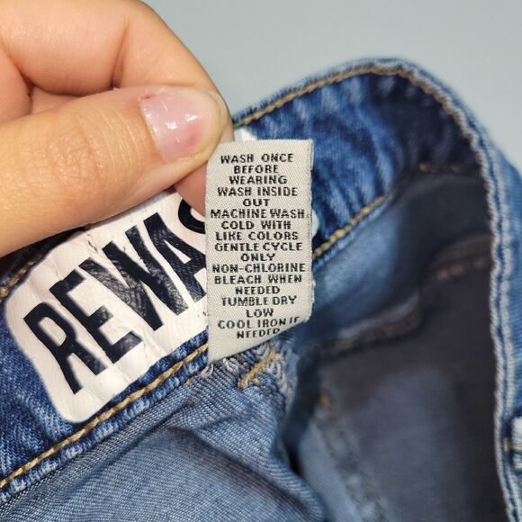 REWASH Denim Shorts Womens Size 12 Super High Rise Wedgie Button Fly Cutoff - Picture 4 of 13